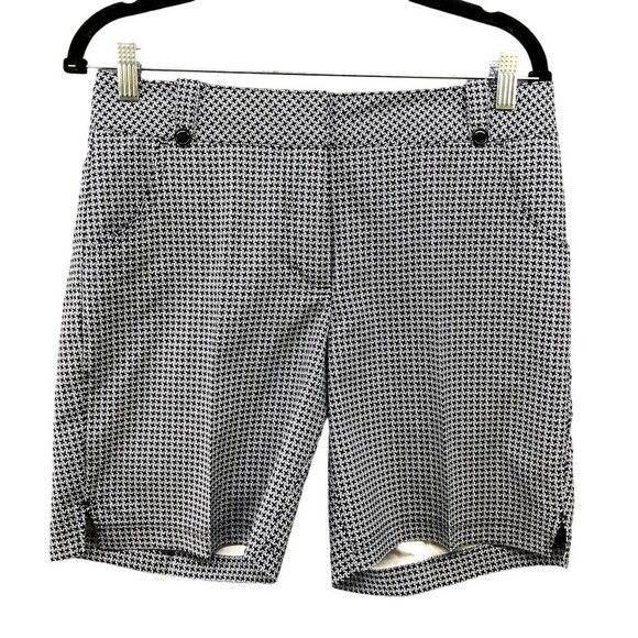 Sunice Golf Shorts Womens Size 8 Black White Printed 7'' Inseam Active Mid Rise - Picture 1 of 10